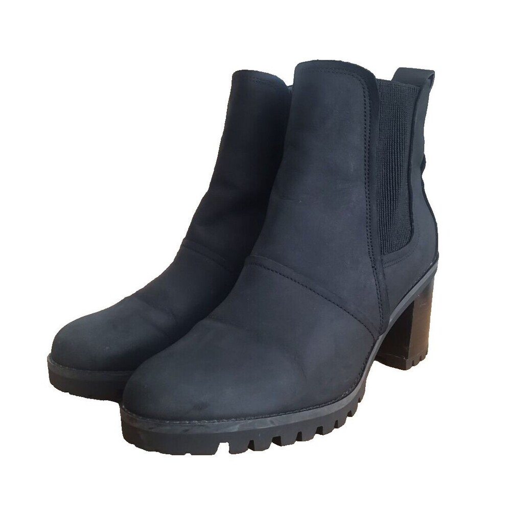 UGG Women’s 8.5 Chelsea Hazel Ankle Booties Black Waterproof Nubuck Leather Heel